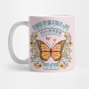 Invisible Illness Club Shirt Funny Chronic Illness Retro Butterfly Mug